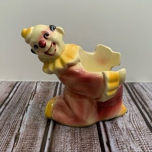Vintage Clown Candle Holder Figurine